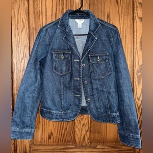 Talbots Denim Jean Jacket Stretch 3 Buttons Tailored Fit Tapered Waist